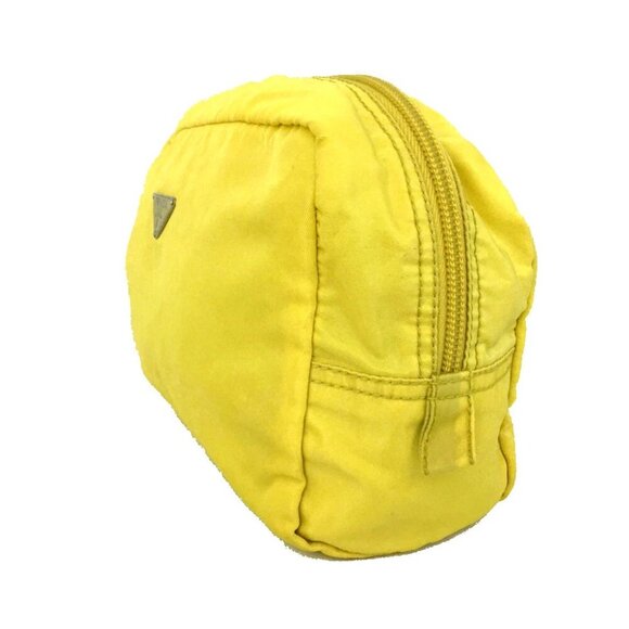 PRADA Logo Plate Nylon Cosmetic Pouch Bag Yellow/8BD1463 - Picture 3 of 8